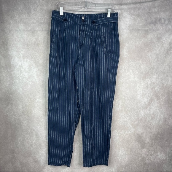 Sundance Life Of Dreams High-Waisted Tapered Striped Pants In Blue Size 8 - Picture 1 of 7